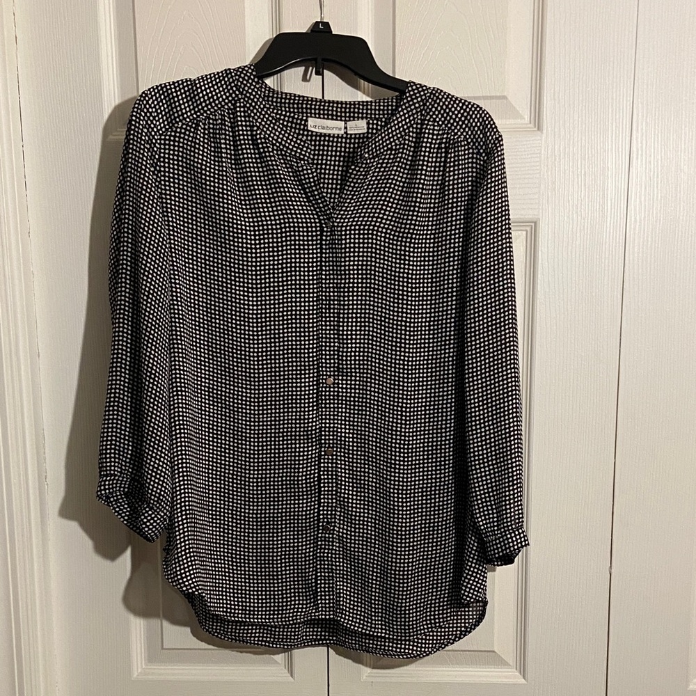 Liz Claiborne Black and White Polka Dot Blouse